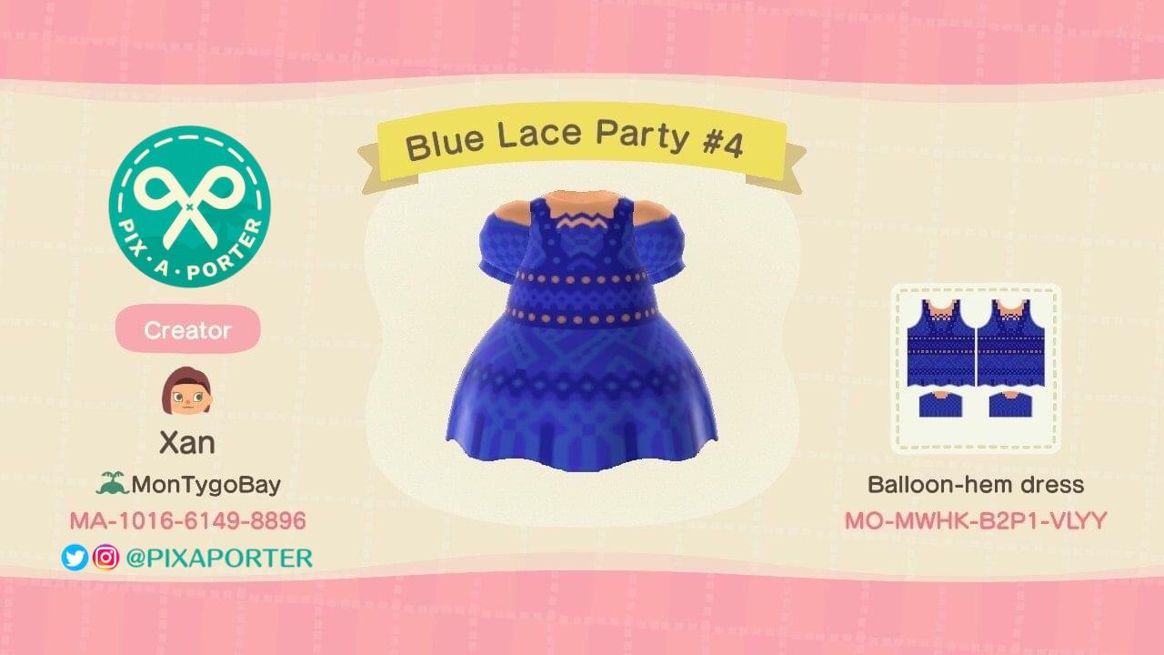 Animal Crossing Design Code: MO-MWHK-B2P1-VLYY Blue Lace Party #4