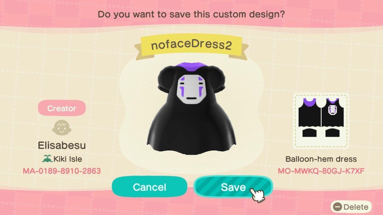 Animal Crossing Design Code: MO-MWKQ-80GJ-K7XF No-Face