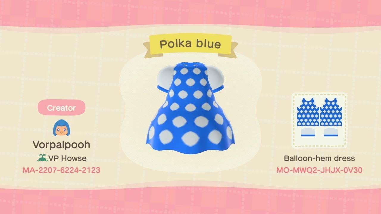 Animal Crossing Design Code: MO-MWQ2-JHJX-0V30 Polka Blue