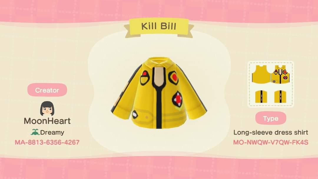 Animal Crossing Design Code: MO-MWQW-V7QW-FK4S Kill Bill The Bride