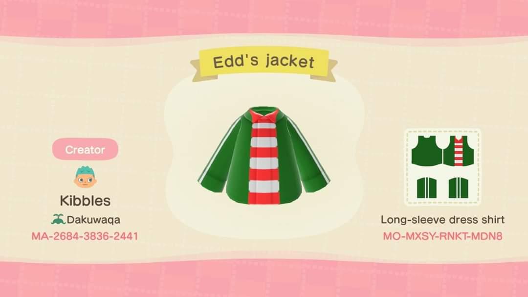 Animal Crossing Design Code: MO-MXSY-RNKT-MDN8 Edd&#39;s Jacket