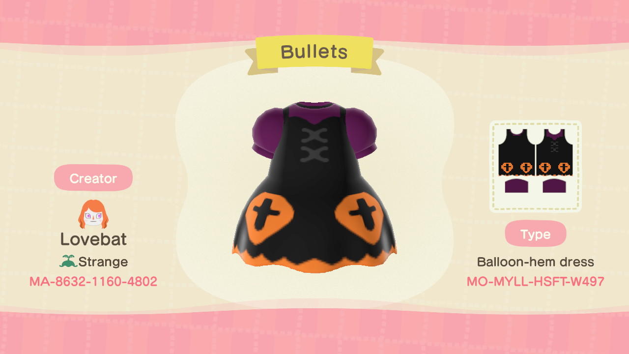Animal Crossing Design Code: MO-MYLL-HSFT-W497 Bullets