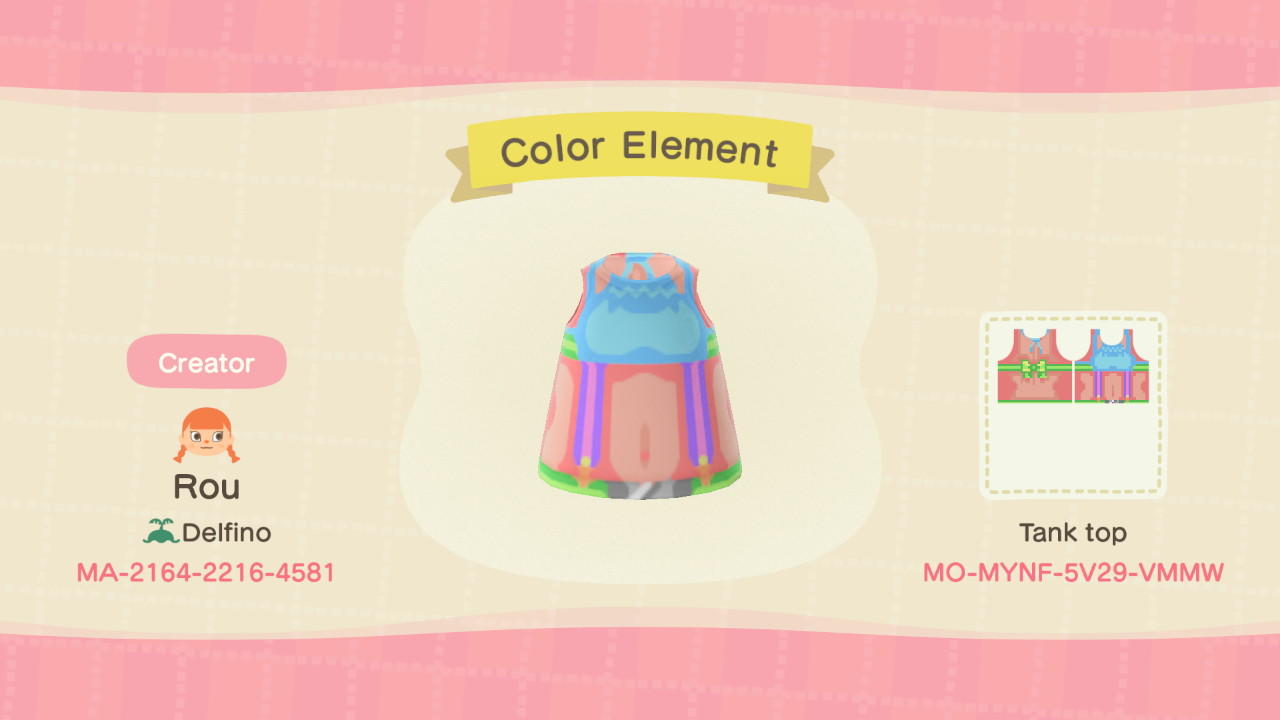 Animal Crossing Design Code: MO-MYNF-5V29-VMMW Crochette Top