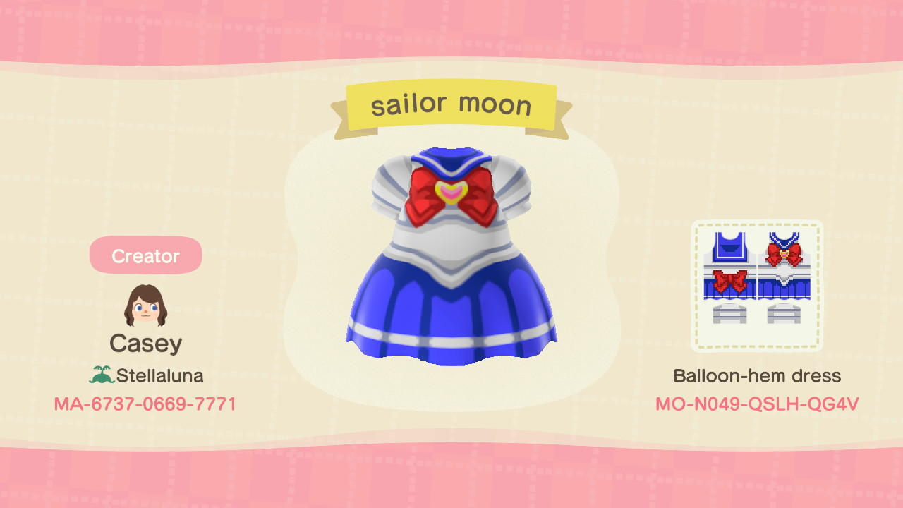 Animal Crossing Design Code: MO-N049-QSLH-QG4V Sailor Moon