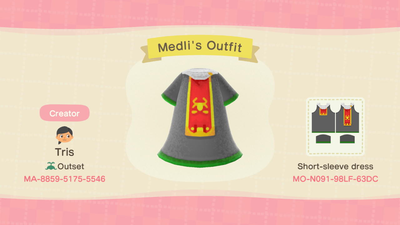 Animal Crossing Design Code: MO-N091-98LF-63DC Medli&#39;s Outfit