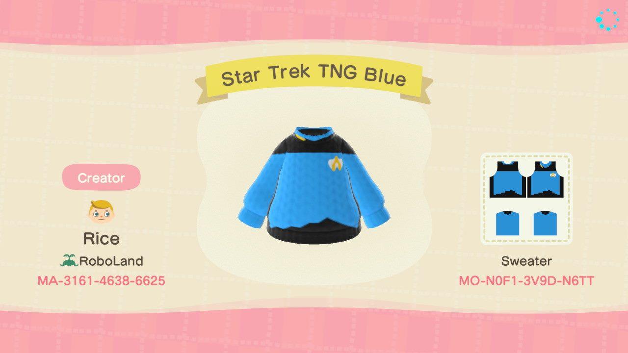 Animal Crossing Design Code: MO-N0F1-3V9D-N6TT Star Trek TNG Blue