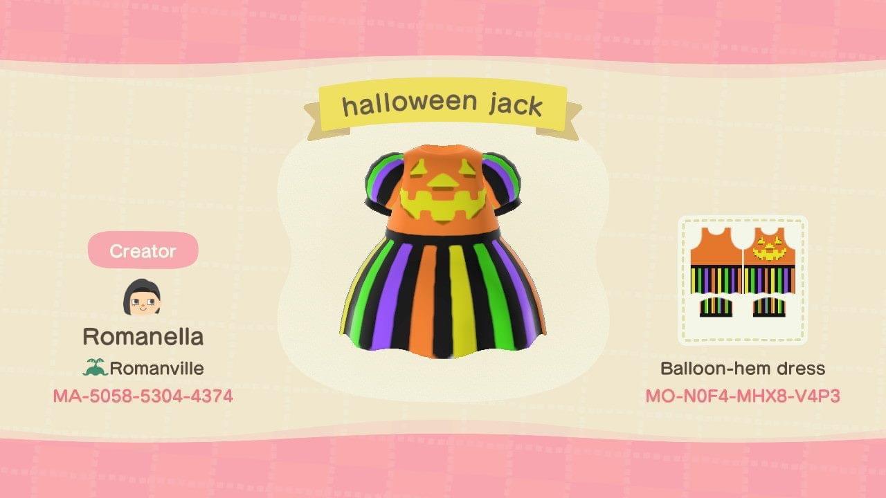 Animal Crossing Design Code: MO-N0F4-MHX8-V4P3 Halloween Jack