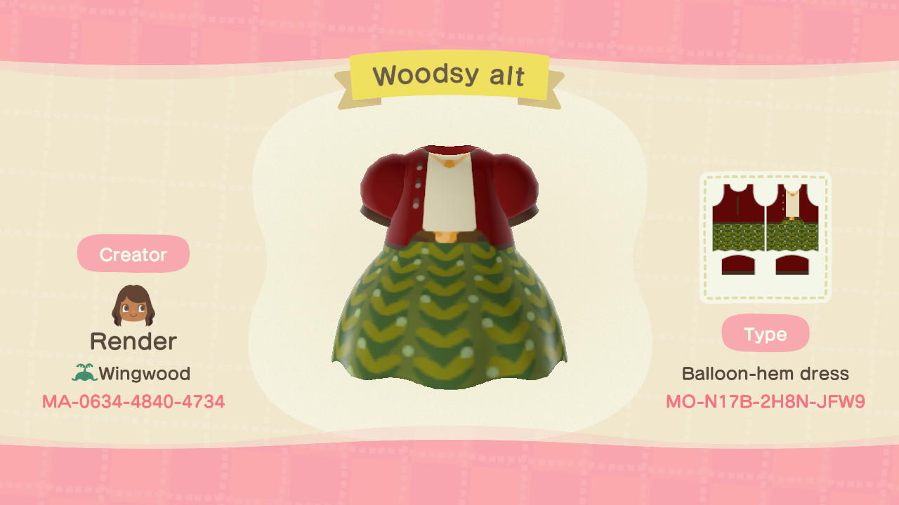 Animal Crossing Design Code: MO-N17B-2HBN-JFW9 Woodsy alt