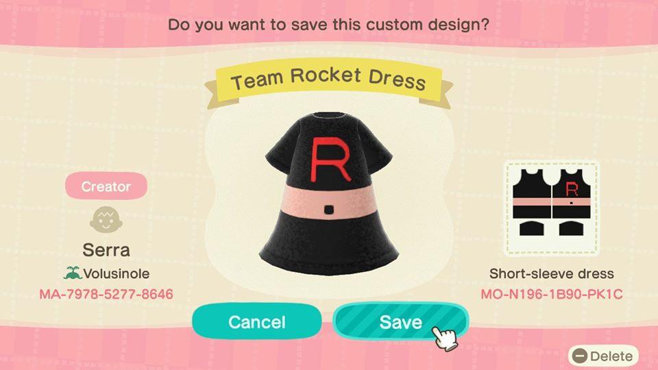 Animal Crossing Design Code: MO-N196-1B90-PK1C ROCKET DRESS