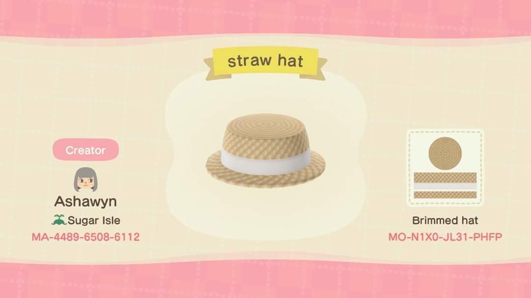 Animal Crossing Design Code: MO-N1X0-JL31-PHFP Simple Straw Hat