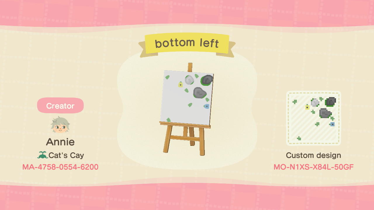 Animal Crossing Design Code: MO-N1XS-X84L-50GF bottom left