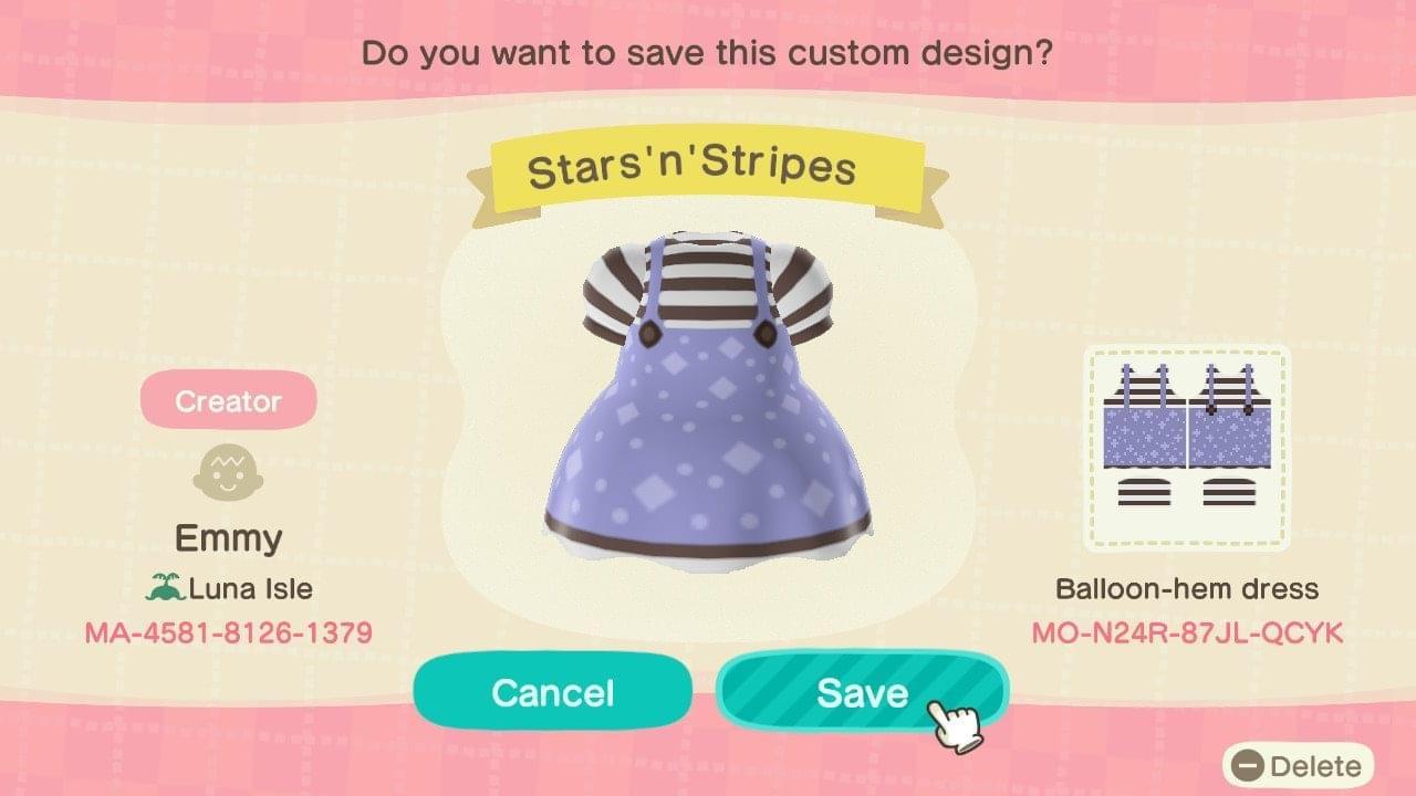 Animal Crossing Design Code: MO-N24R-87JL-QCYK Stars’n’Stripes