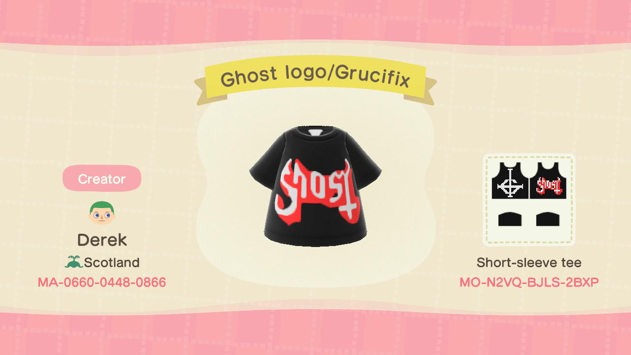 Animal Crossing Design Code: MO-N2VQ-BJLS-2BXP Ghost Logo/Grucifix