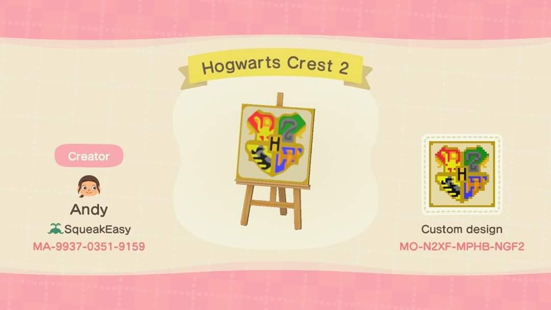 Animal Crossing Design Code: MO-N2XF-MPHB-NGF2 Hogwarts Crest 2