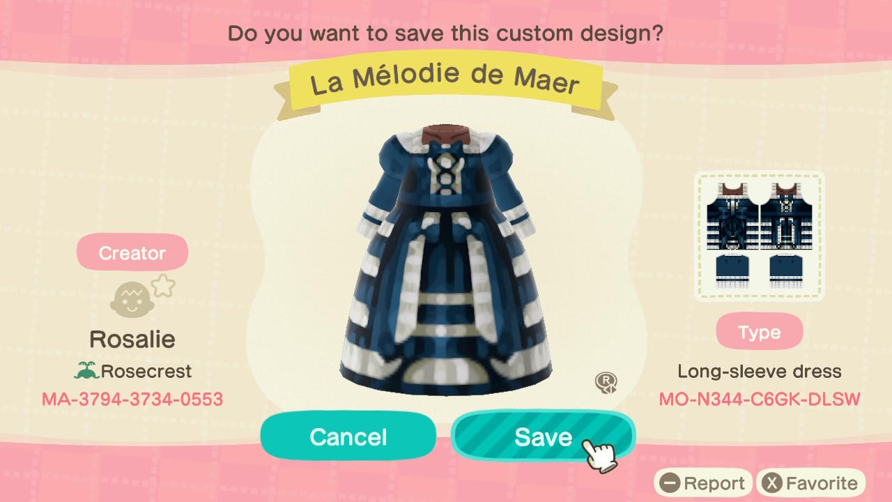 Animal Crossing Design Code: MO-N344-C6GK-DLSW La Mélodie De Maer