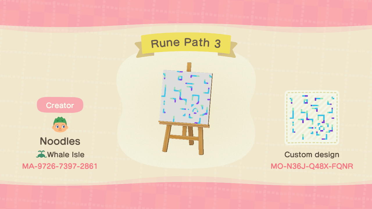 Animal Crossing Design Code: MO-N36J-Q48X-FQNR Rune Path 3
