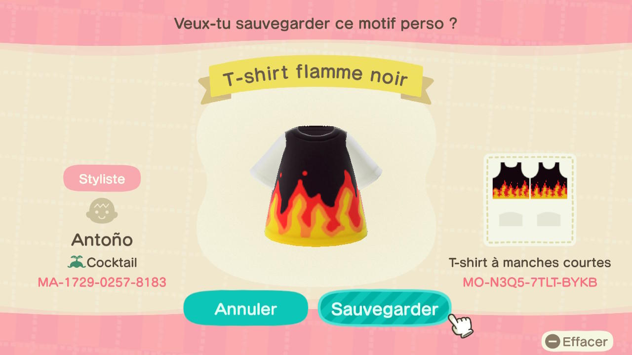 Animal Crossing Design Code: MO-N3Q5-7TLT-BYKB bBack fFame t-shirt