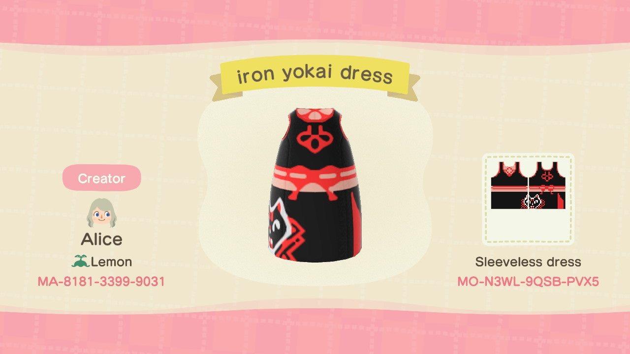 Animal Crossing Design Code: MO-N3WL-9QSB-PVX5 Iron Yokai Dress