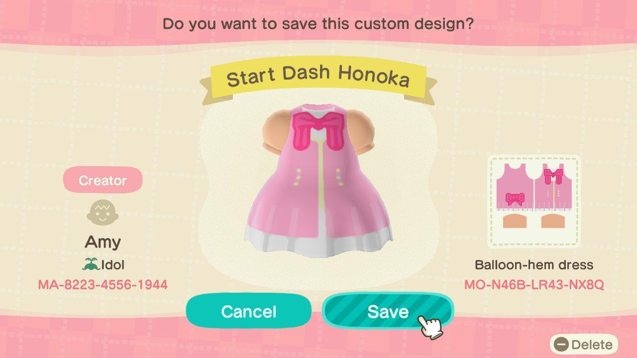 Animal Crossing Design Code: MO-N46B-LR43-NX8Q Start Dash Honoka