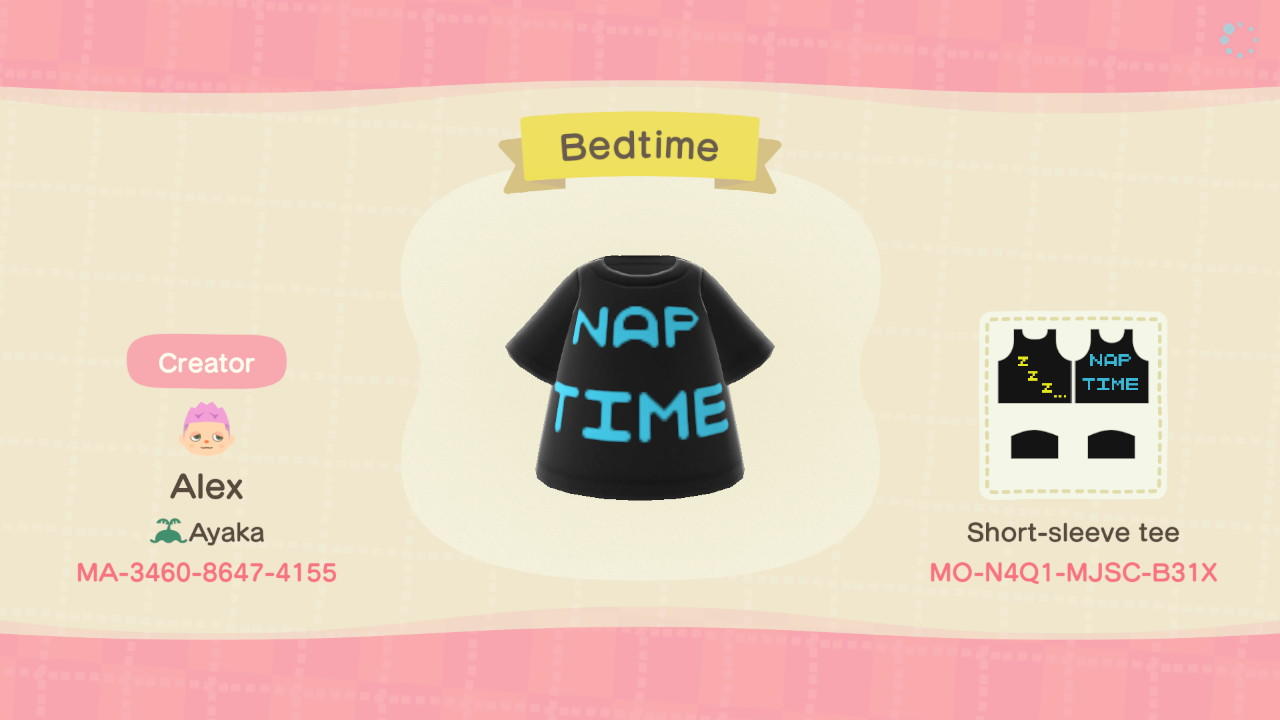 Animal Crossing Design Code: MO-N4Q1-MJSC-B31X Bedtime