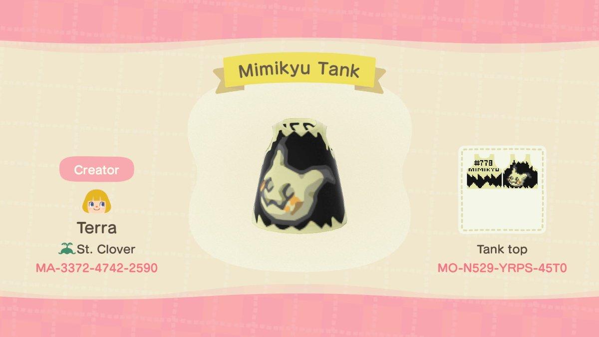 Animal Crossing Design Code: MO-N529-YRPS-45T0 Mimikyu Tank