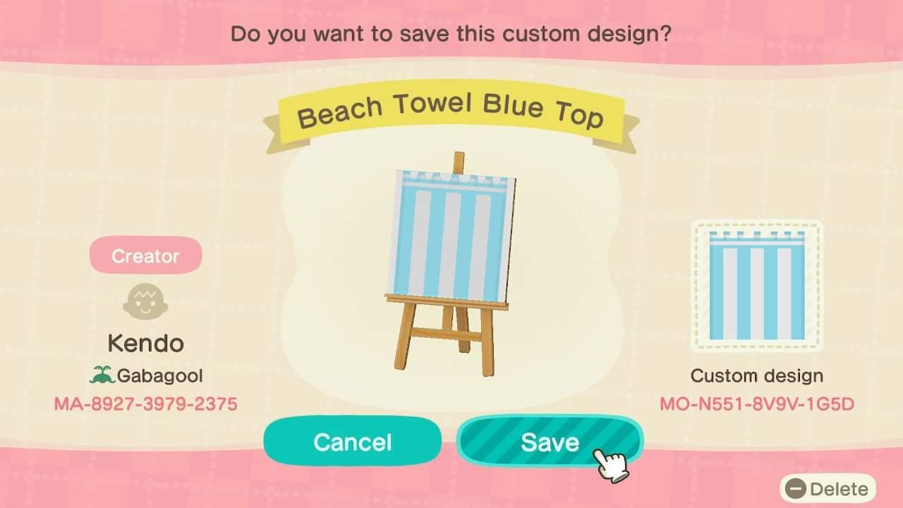 Animal Crossing Design Code: MO-N551-8V9V-1G5D Beach Towel Top
