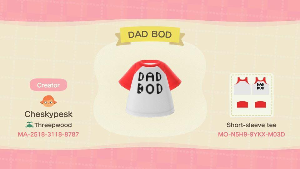 Animal Crossing Design Code: MO-N5H9-9YKX-M03D DAD BOD