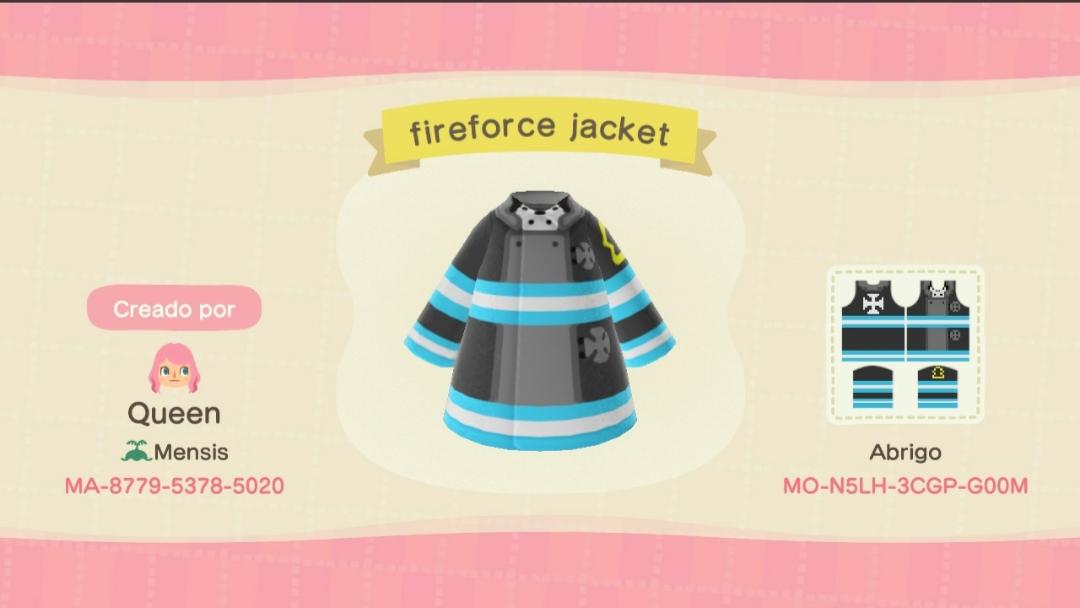 Animal Crossing Design Code: MO-N5LH-3CGP-G00M Fireforce jacket