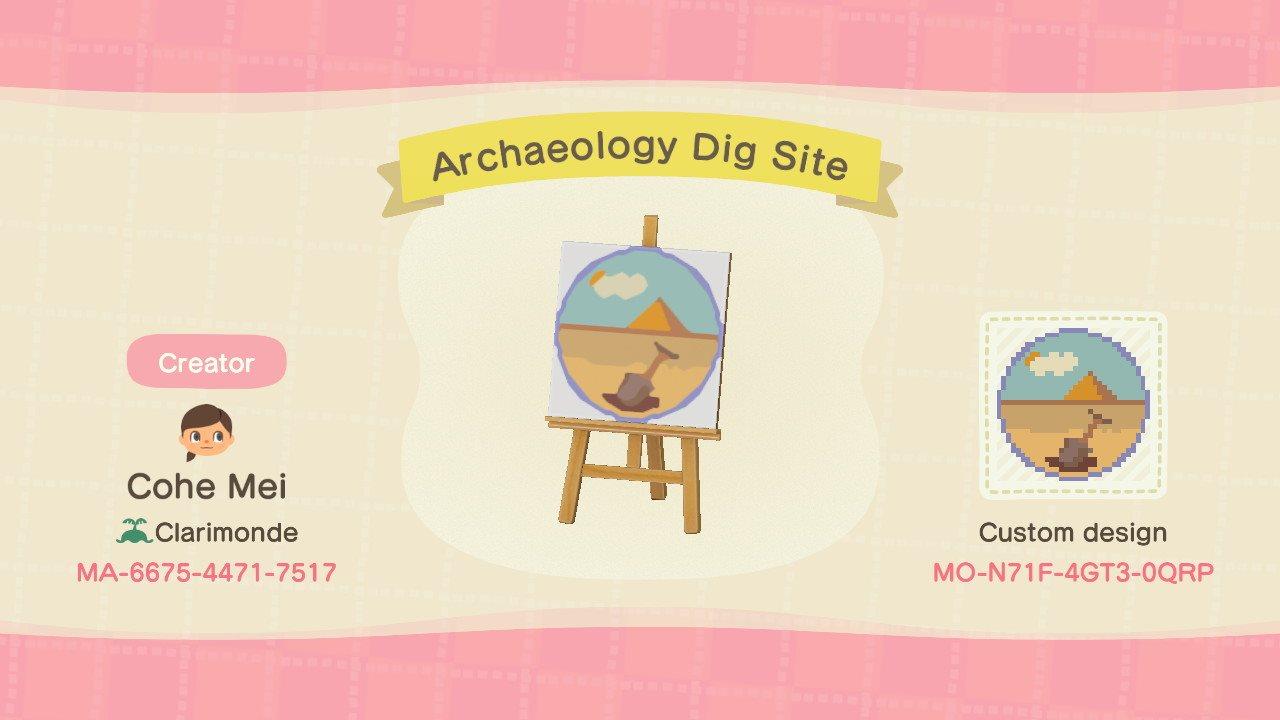 Animal Crossing Design Code: MO-N71F-4GT3-0QRP Fossil Digging Site
