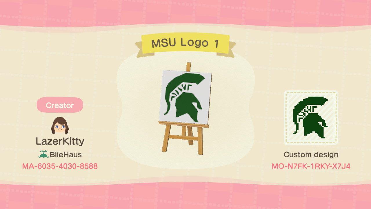 Animal Crossing Design Code: MO-N7FK-1RKY-X7J4 MSU Spartan