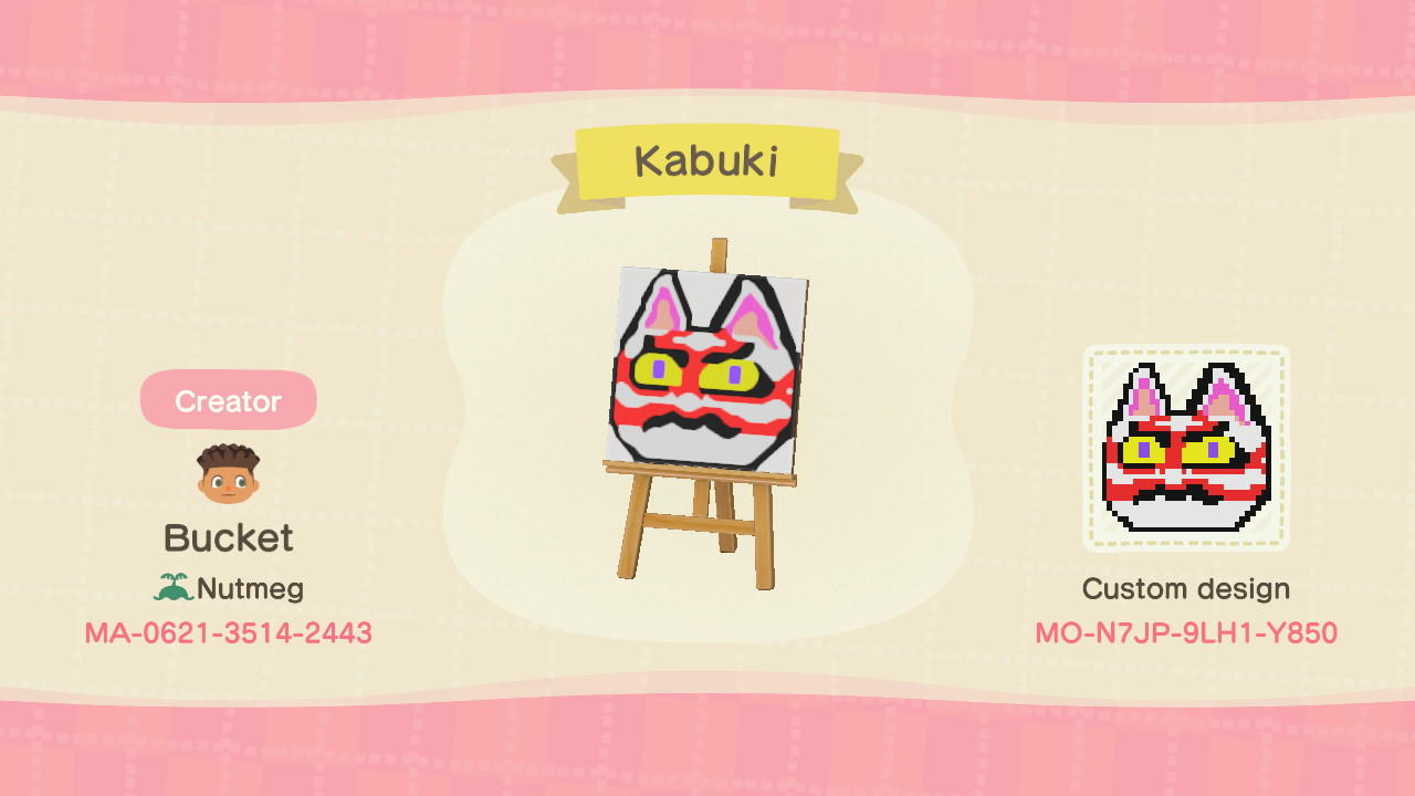 Animal Crossing Design Code: MO-N7JP-9LH1-Y850 Kabuki