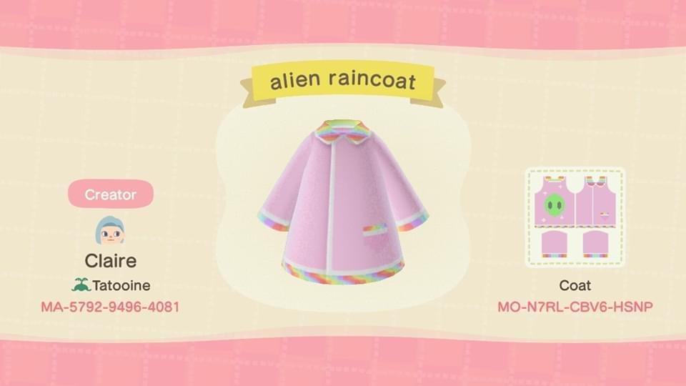 Animal Crossing Design Code: MO-N7RL-CBV6-HSNP alien raincoat