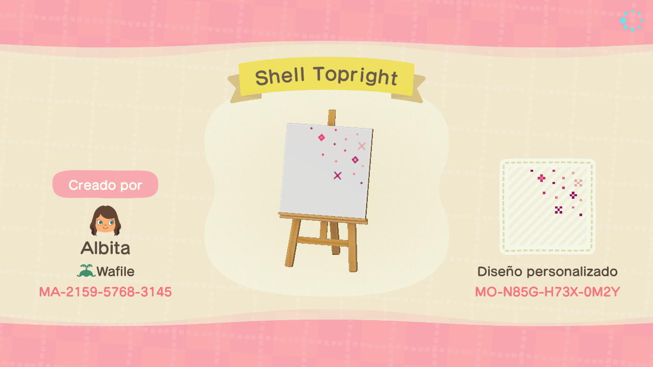 Animal Crossing Design Code: MO-N85G-H73X-0M2Y Shell Topright