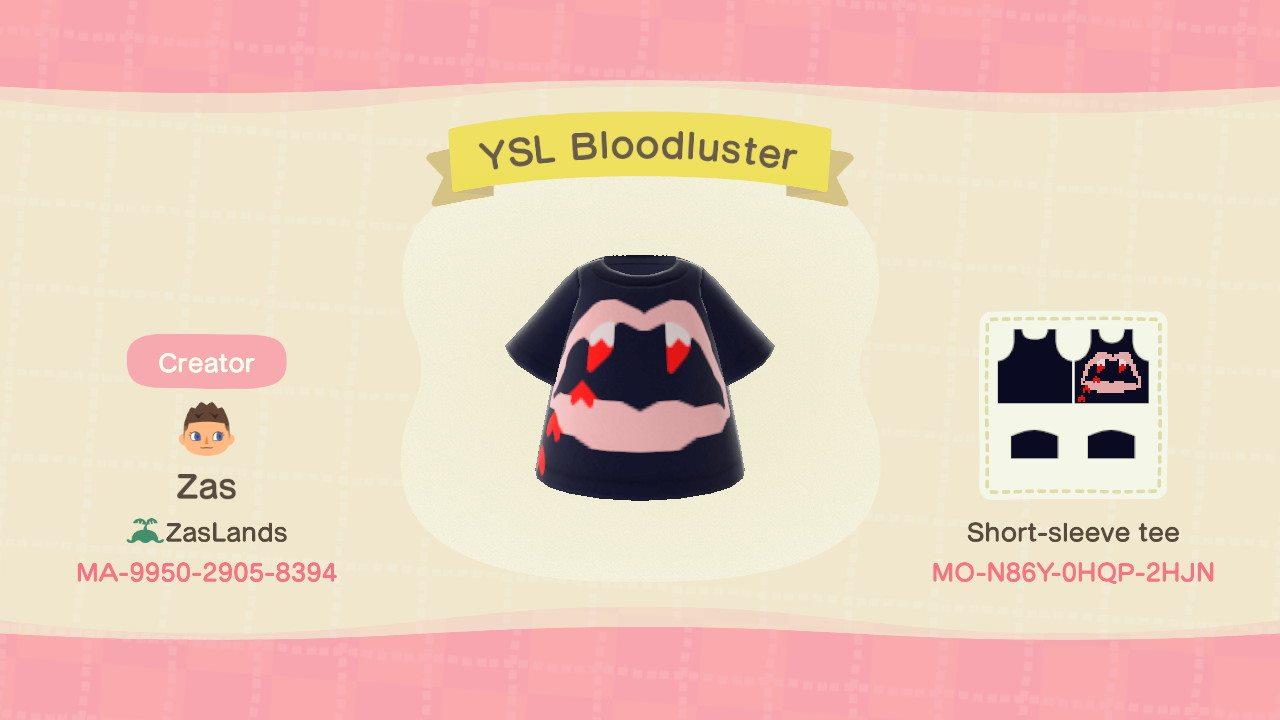 Animal Crossing Design Code: MO-N86Y-0HQP-2HJN YSL Blood Luster Tee