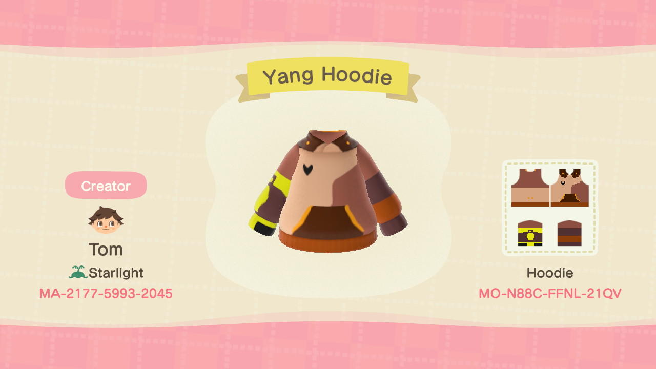 Animal Crossing Design Code: MO-N88C-FFNL-21QV Yang Hoodie - RWBY