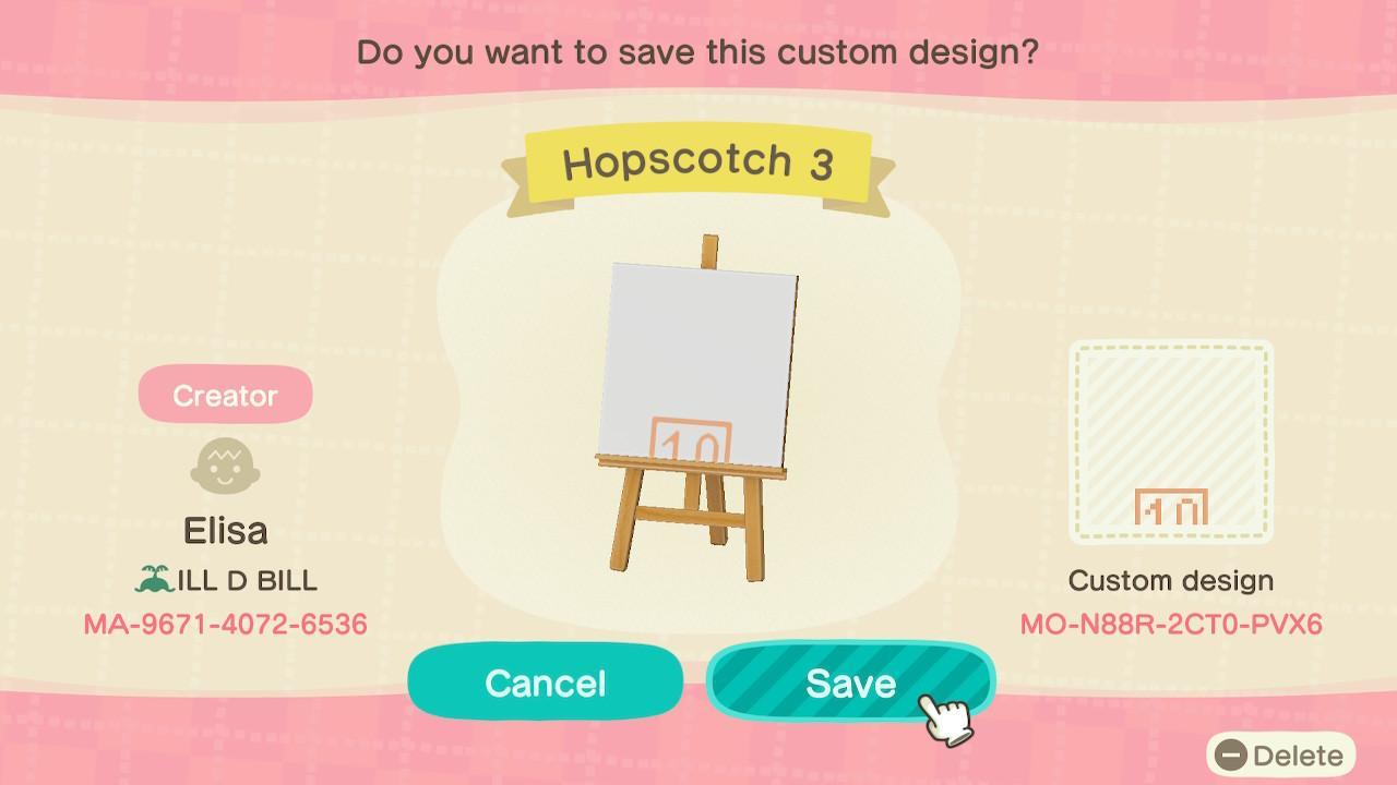 Animal Crossing Design Code: MO-N88R-2CT0-PVX6 Hopscotch 3