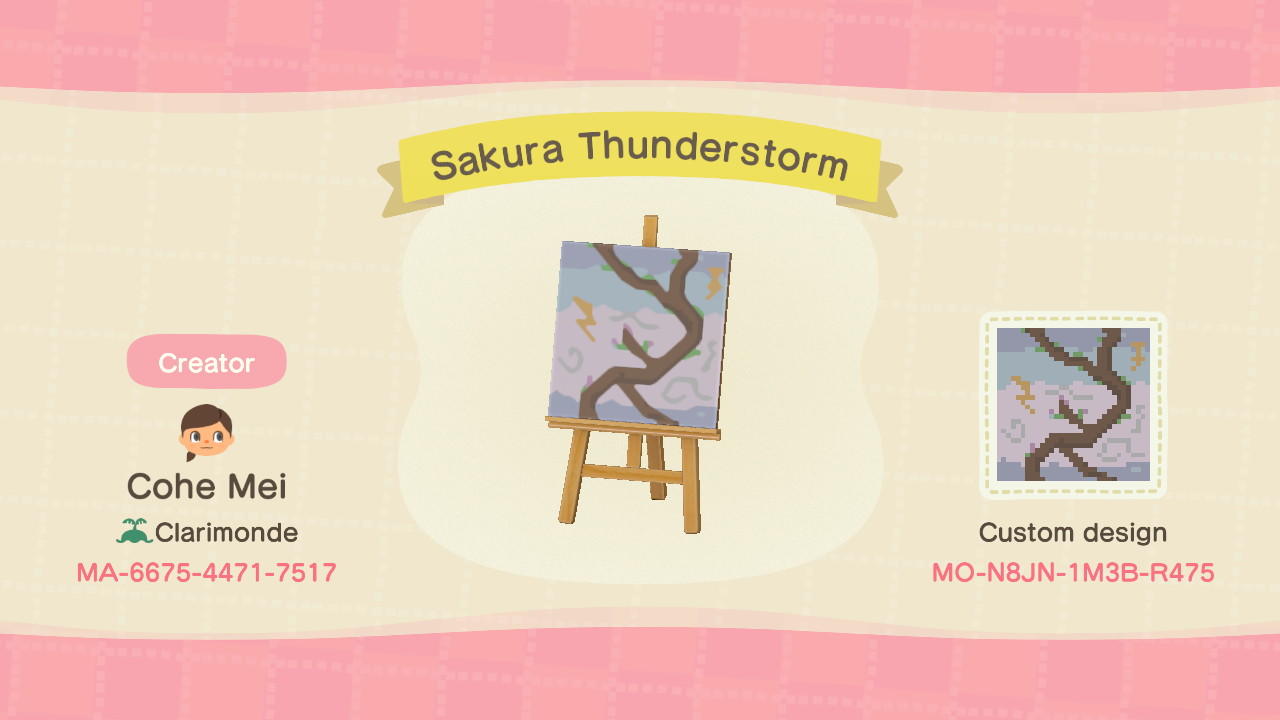Animal Crossing Design Code: MO-N8JN-1M3B-R475 Sakura Thunderstorm