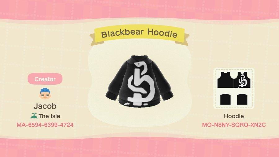 Animal Crossing Design Code: MO-N8NY-SQRQ-XN2C Blackbear Hoodie
