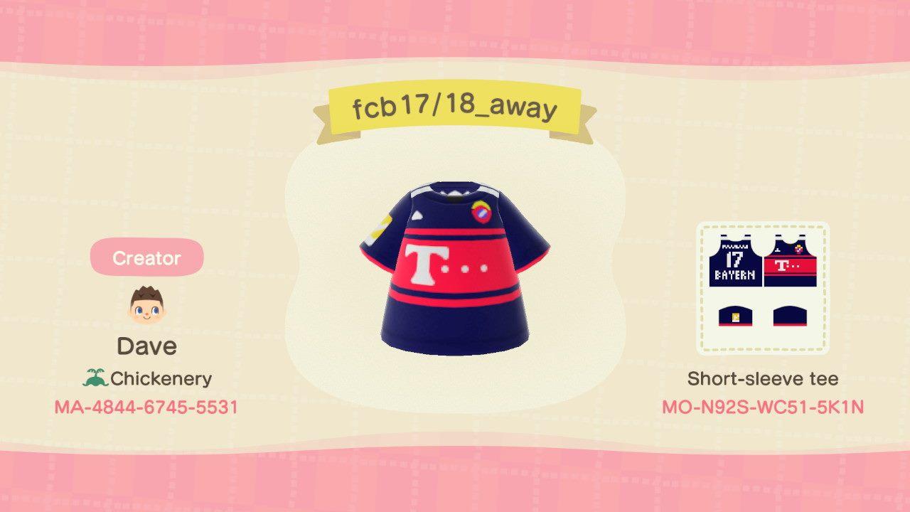Animal Crossing Design Code: MO-N92S-WC51-5K1N FC Bayern 17/18 Away
