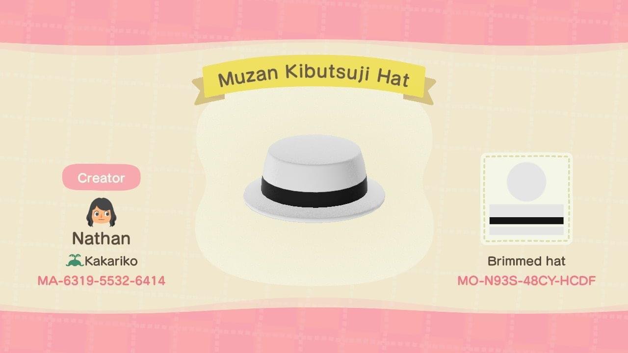 Animal Crossing Design Code: MO-N93S-48CY-HCDF Muzan Kibutsuji Hat