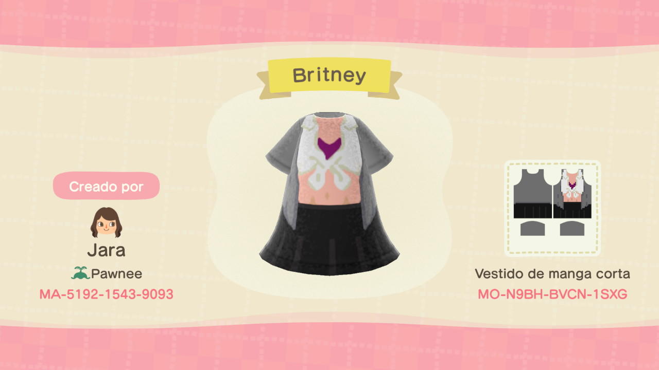 Animal Crossing Design Code: MO-N9BH-BVCN-1SXG Britney