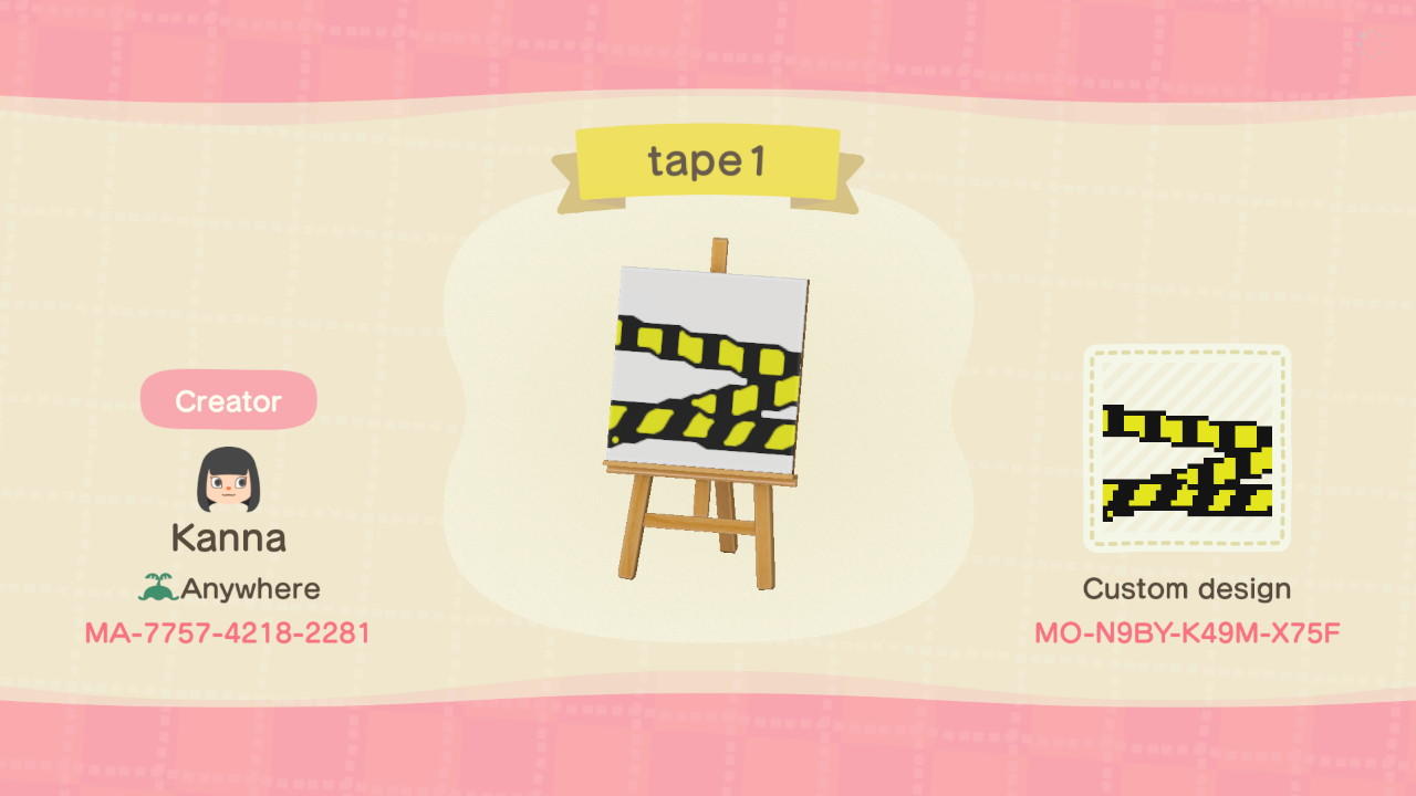 Animal Crossing Design Code: MO-N9BY-K49M-X75F Tape 1/2