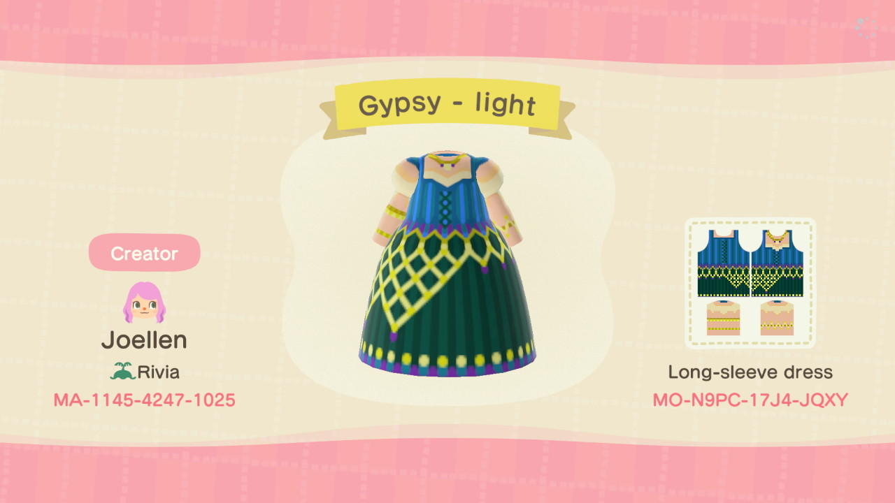 Animal Crossing Design Code: MO-N9PC-17J4-JQXY Gypsy