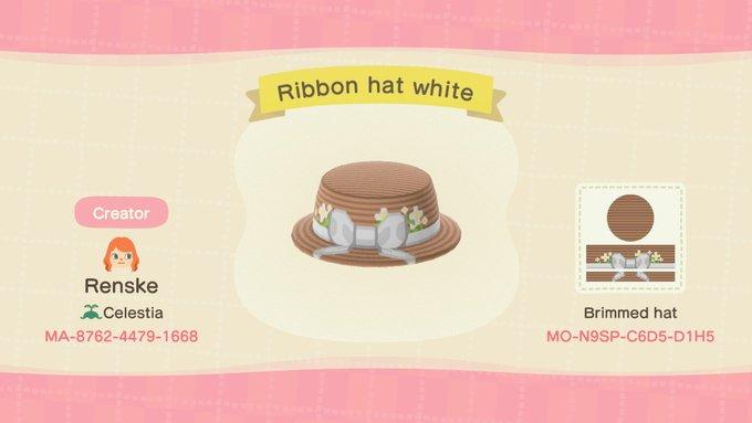 Animal Crossing Design Code: MO-N9SP-C6D5-D1H5 Ribbon hat white