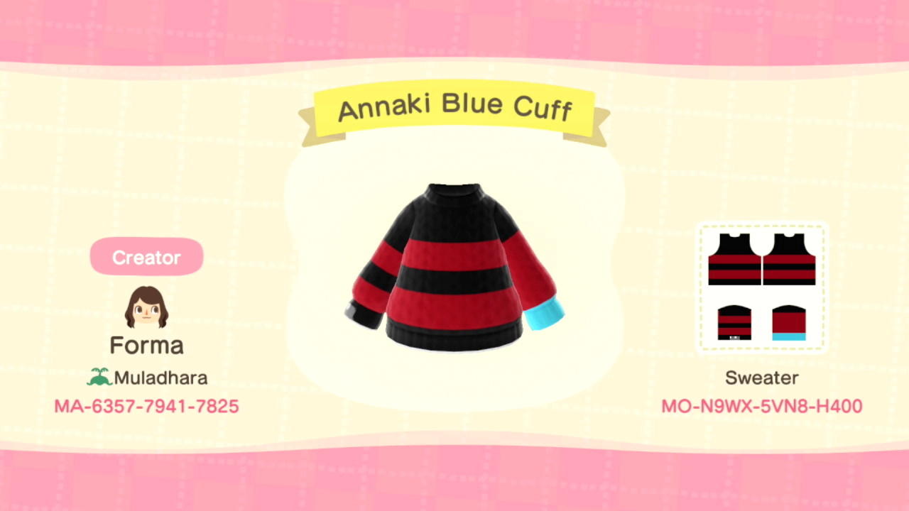 Animal Crossing Design Code: MO-N9WX-5VN8-H400 Annaki Blue Cuff