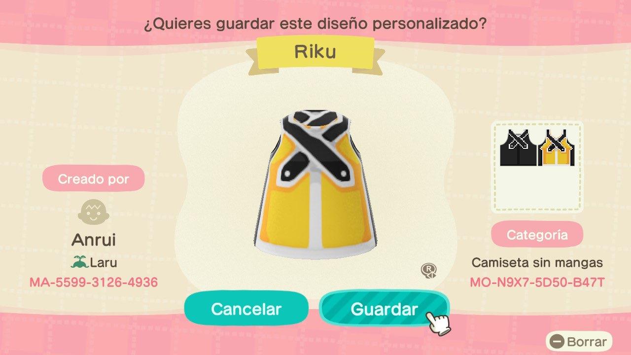 Animal Crossing Design Code: MO-N9X7-5D50-B47T KH1 - Riku