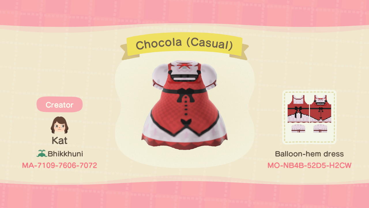 Animal Crossing Design Code: MO-NB4B-52D5-H2CW Chocola -VisualNovel