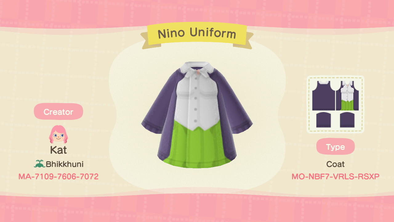Animal Crossing Design Code: MO-NBF7-VRLS-RSXP Nino Nakano