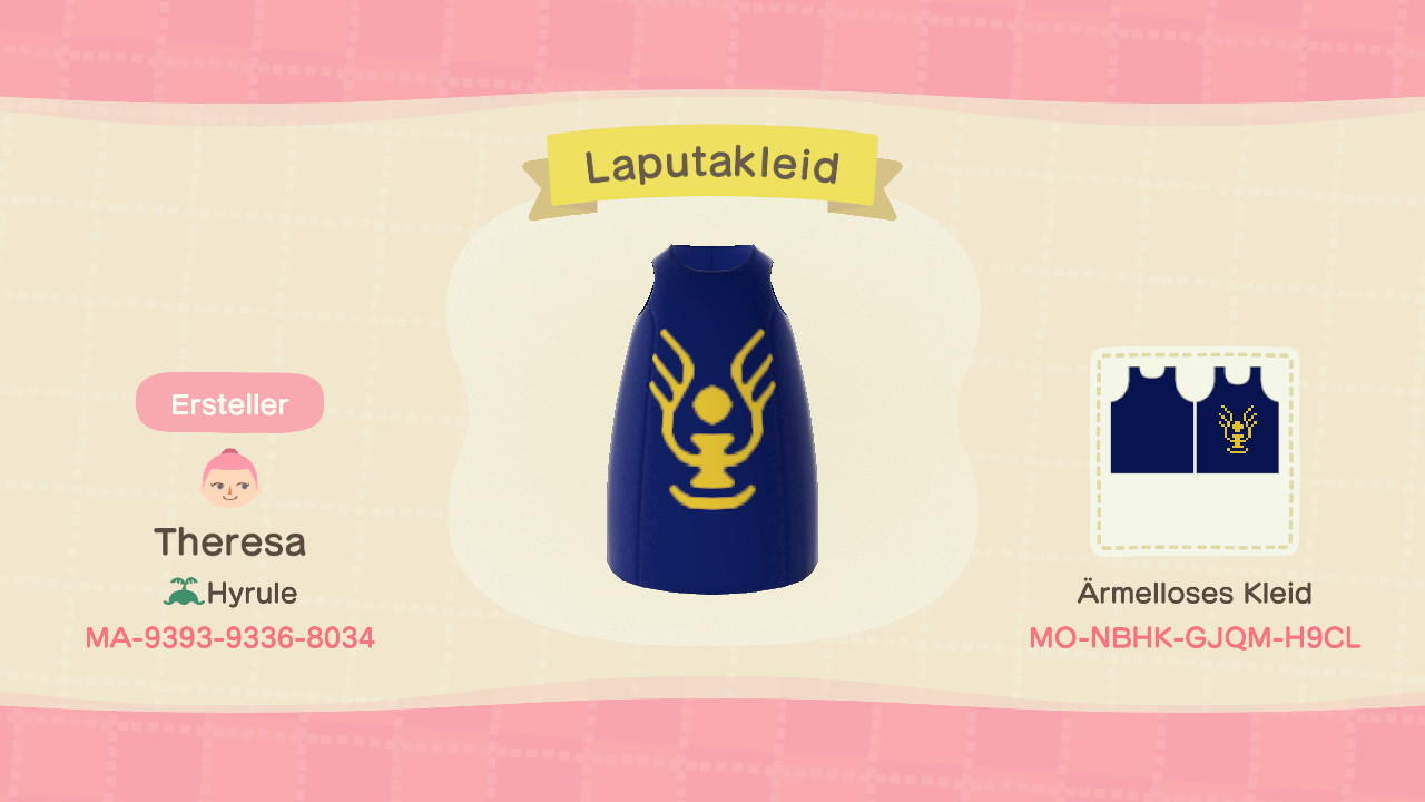 Animal Crossing Design Code: MO-NBHK-GJQM-H9CL Laputakleid