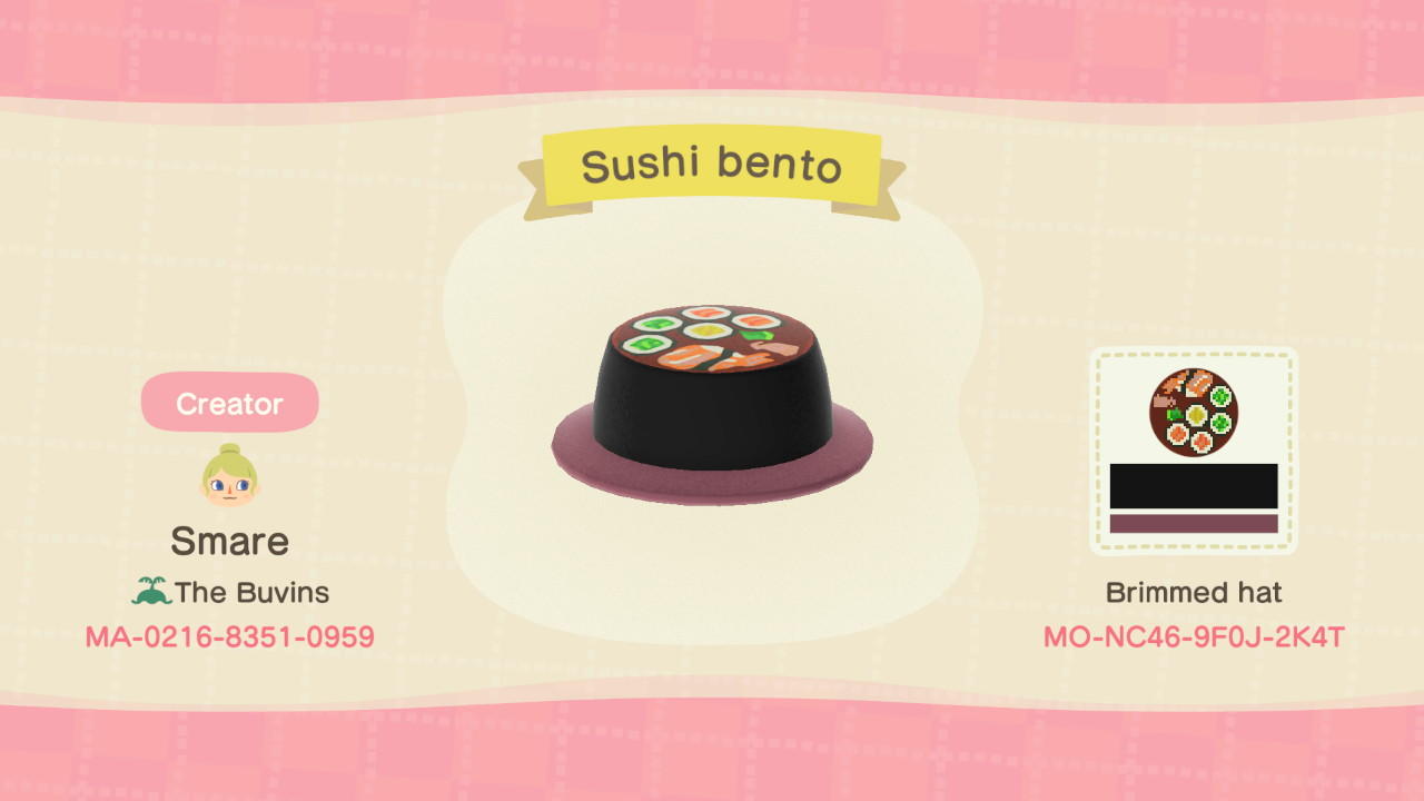 Animal Crossing Design Code: MO-NC46-9F0J-2K4T Sushi bento